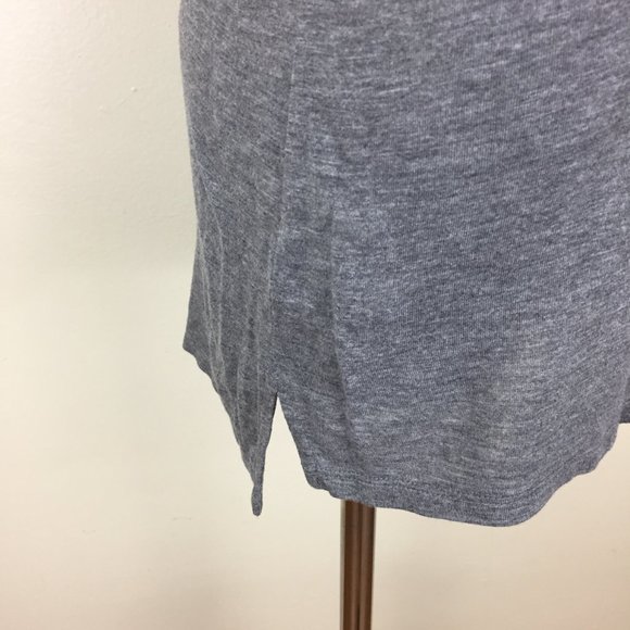 VINCE Gray Jersey Black Silk Trim Colorblock Slit Hem Sleeveless High Neck Top - Picture 8 of 15